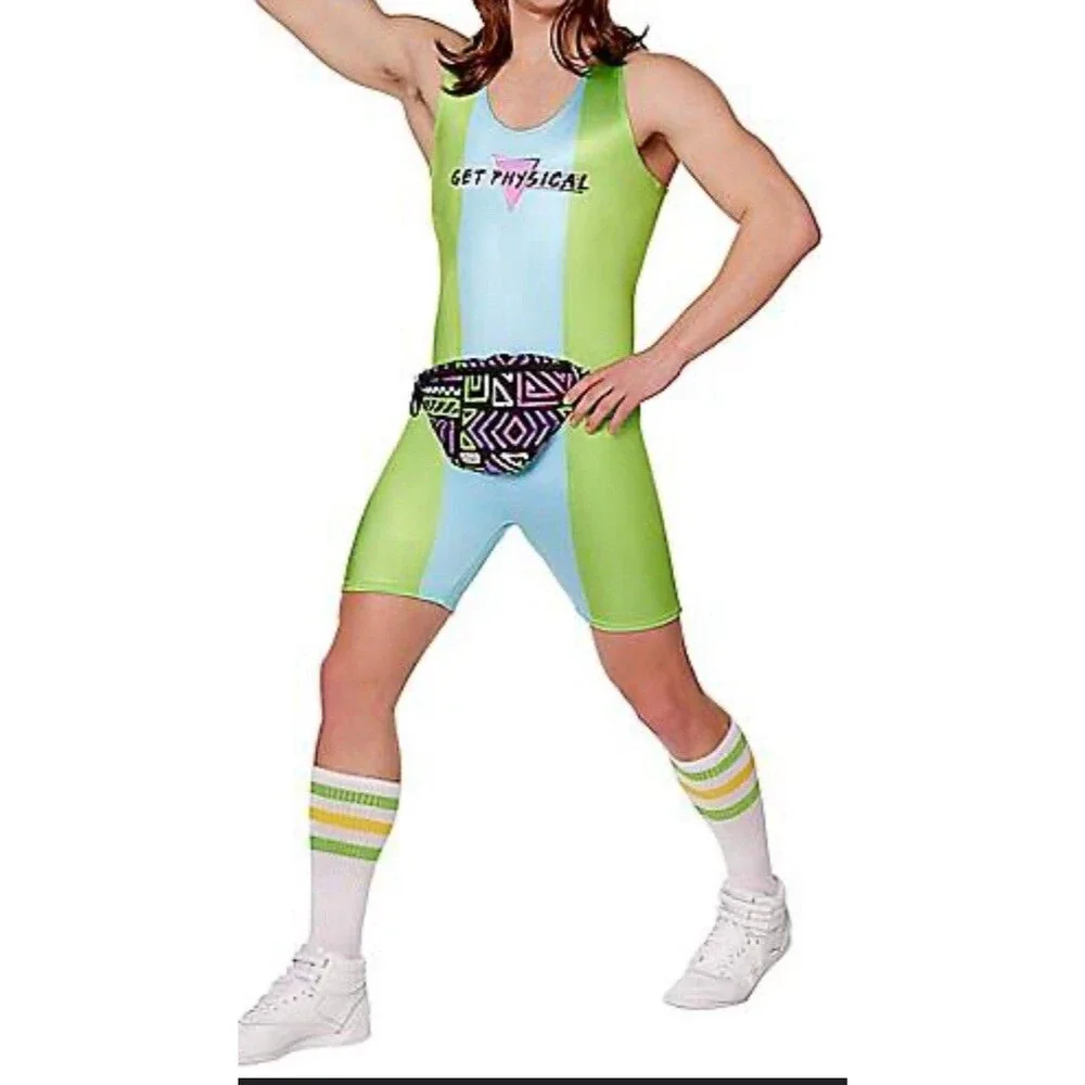 Spirit Halloween Adult 80s Aerobics Workout Leotard Costume Men S/m - Picture 1 of 7
